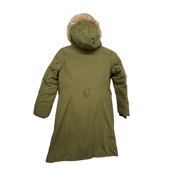 Lauren Ralph Lauren Womens Olive Green Faux‎ Fur Trim Hooded Down Puffer Small - Picture 10 of 13